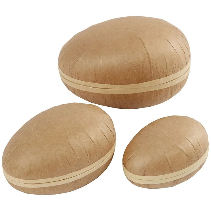 Three Opening Fillable Paper Mache Eggs to Decorate | Two Part | 12,15 &amp; 18cm