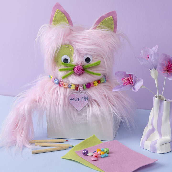 Pretty Pastel Fluffy Cat | Complete Sewing Kit | 22cm Tall