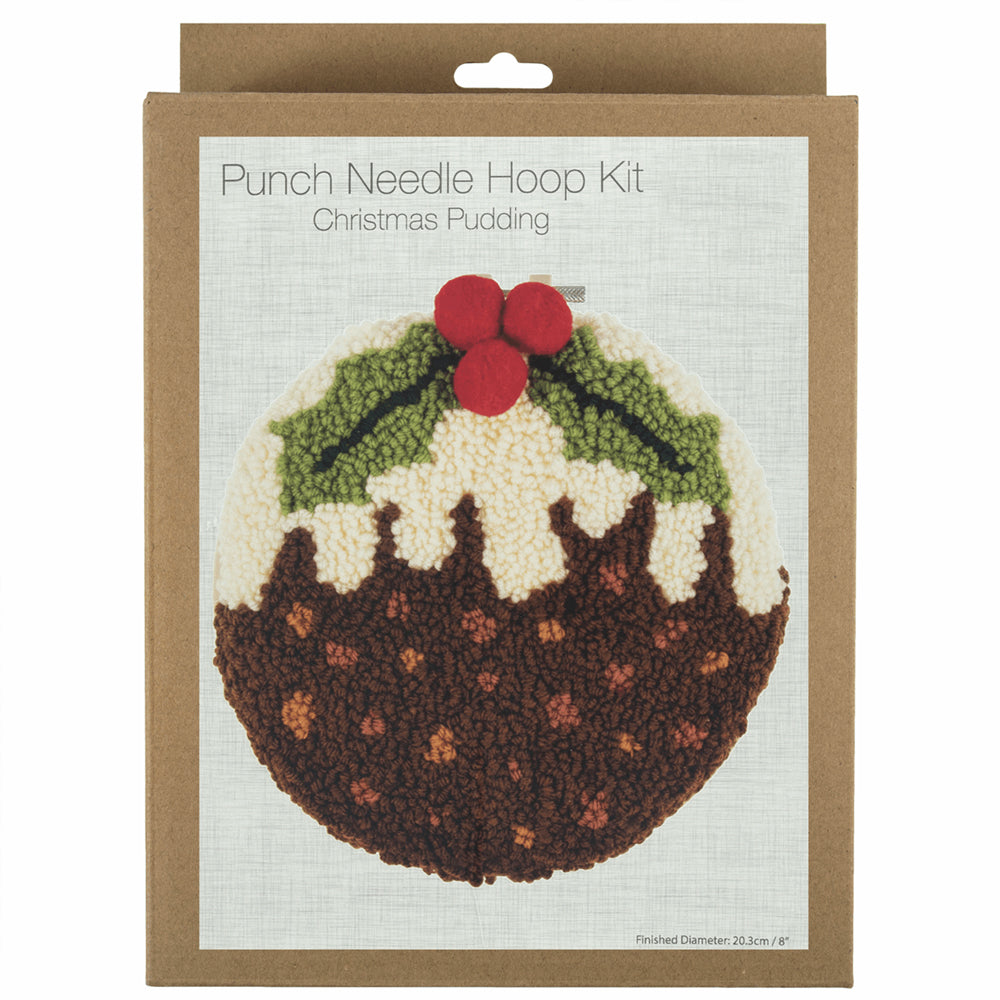 Punch Needle Hoop Kit | Christmas Pudding Design | Adult Craft