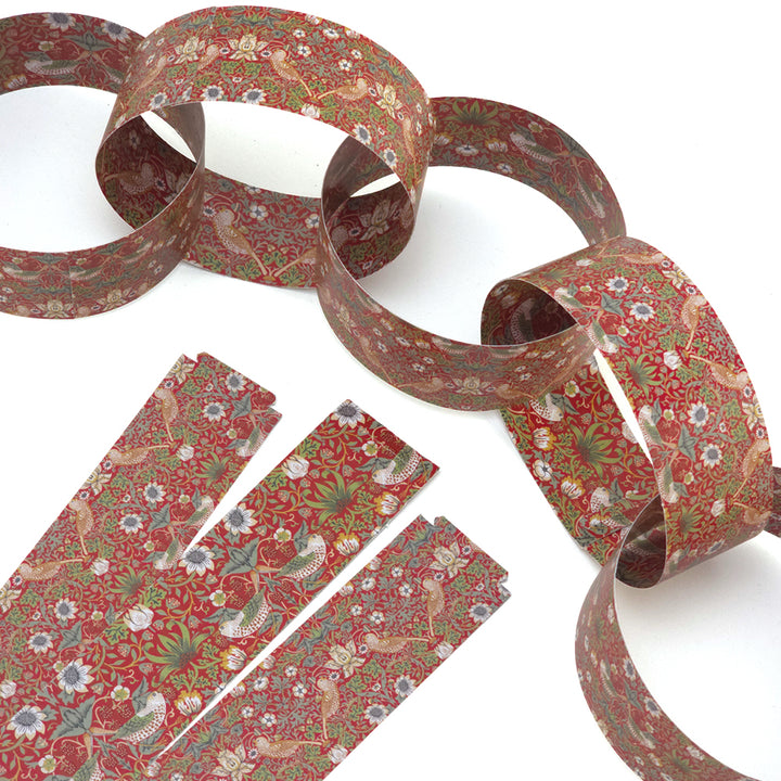 30 Reusable Christmas Paper Chains | Red Strawberry Thief | No Glue | 2.5m