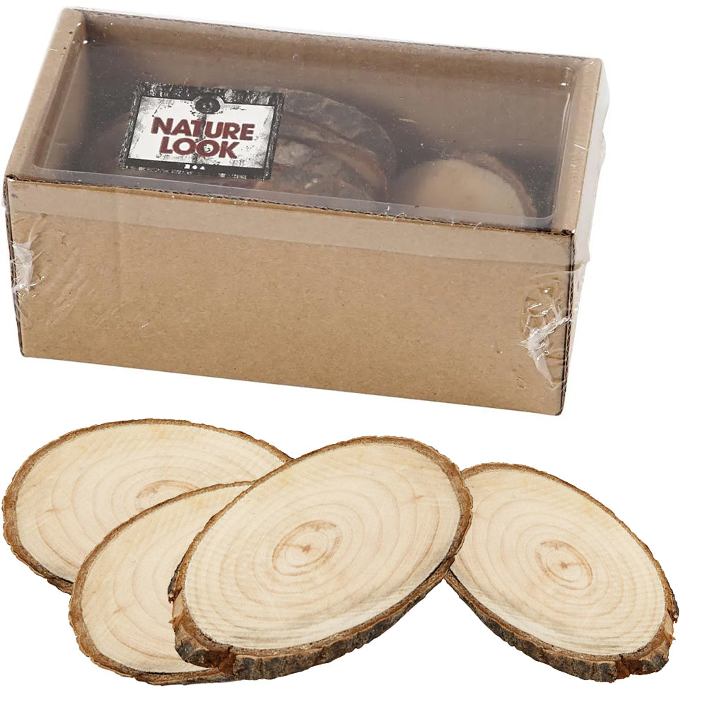 12 Pack 9.5cm Oval Natural Wood Slices for Floristry Crafts