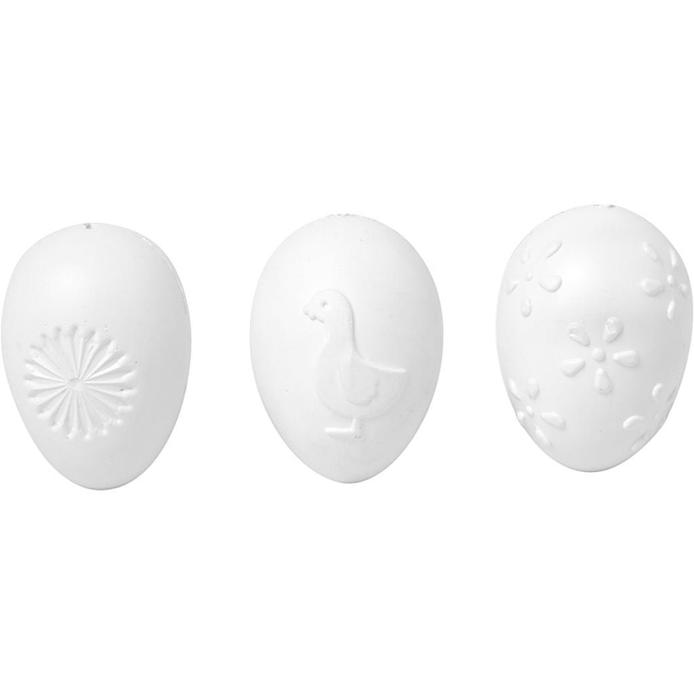 12 Embossed White Hollow One Piece Matt Plastic Easter Eggs for Crafts