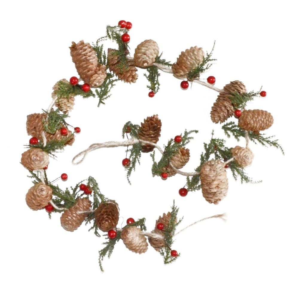 115cm Artificial Pinecones & Berry Christmas Garland | Home Decor