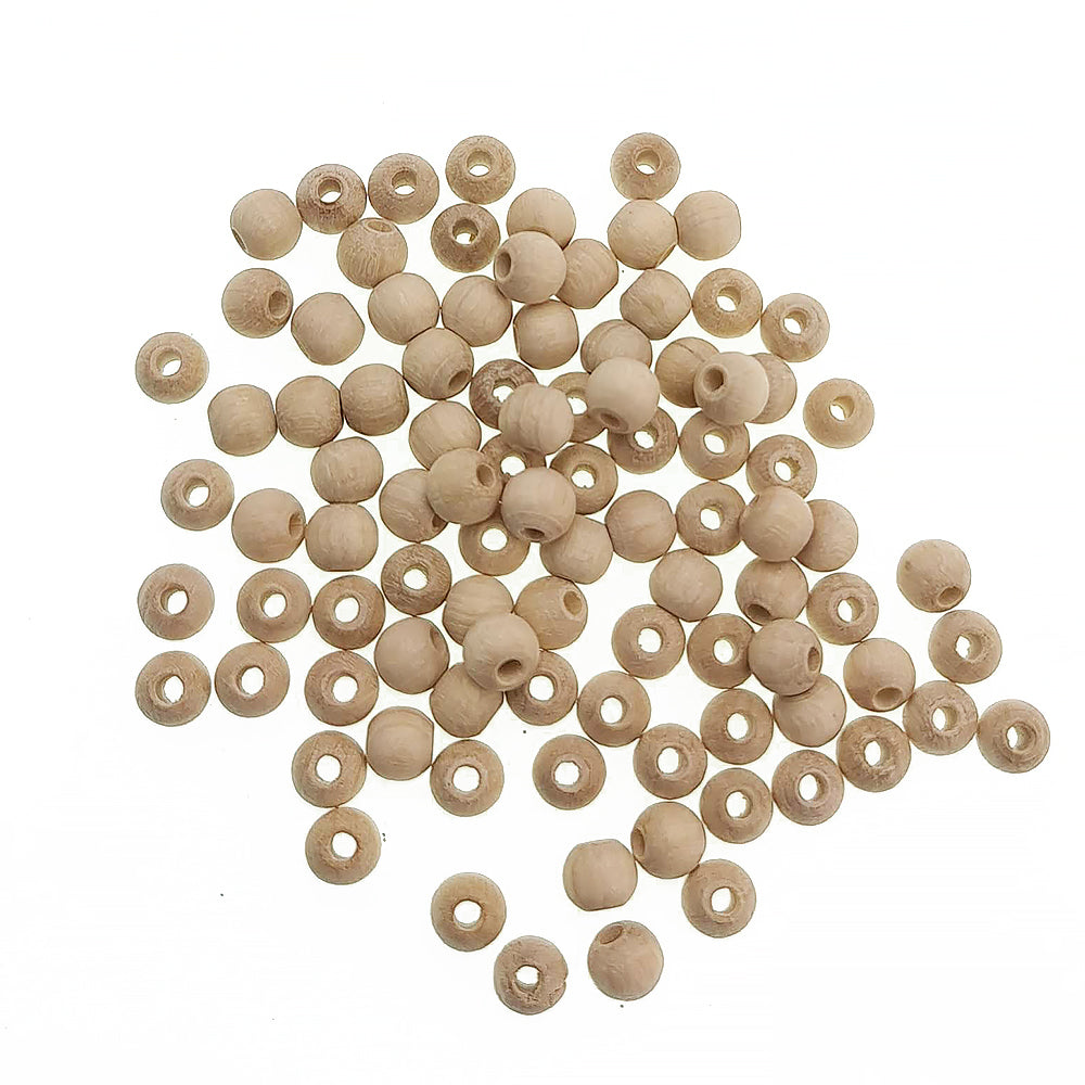 Untreated Round Wooden Beads with Threading Holes for Crafts