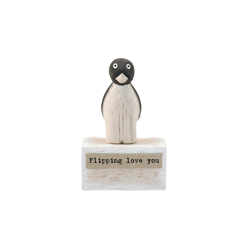 5cm Wooden Penguin on Stand | Flipping Love You | Cracker Filler Gift