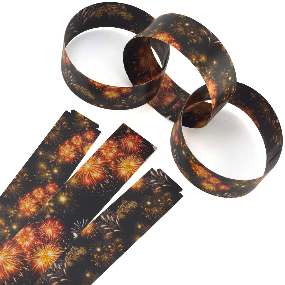 30 Reusable Paper Chains | The Sky at New Years Eve | No Glue Needed | 2.5m