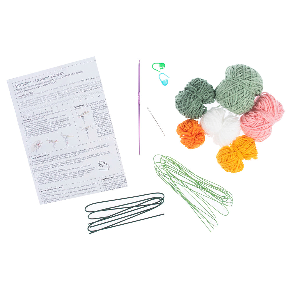 Floral Stems | Makes 3 | Complete Crochet Craft Kit | 42cm Tall