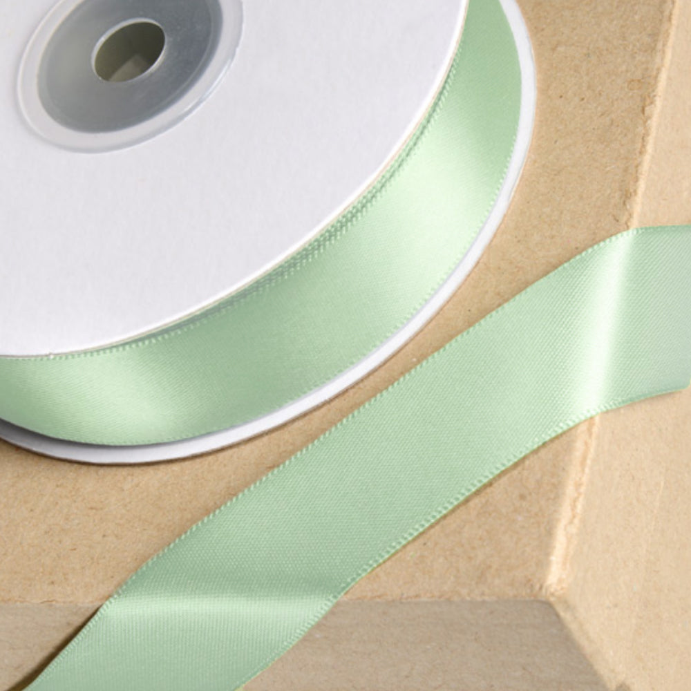 25m Mint Green 15mm Wide Satin Ribbon for Crafts