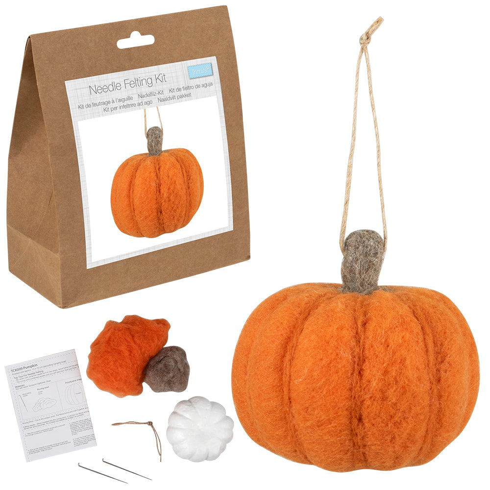 Halloween Pumpkin | Needle Felting Complete Craft Kit | 10cm Wide