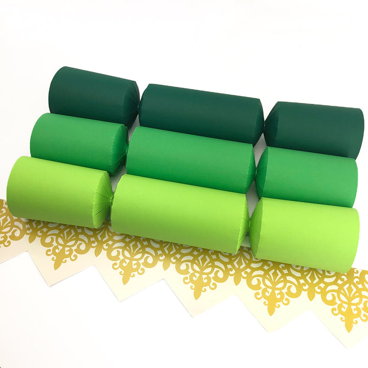 Shades of Green | Craft Kit to Make 12 Crackers | Recyclable | Optional Raffia