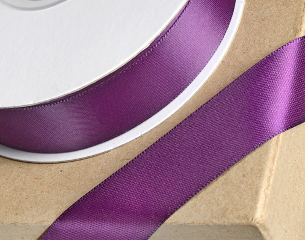 25m Plum 15mm Wide Satin Ribbon for Crafts