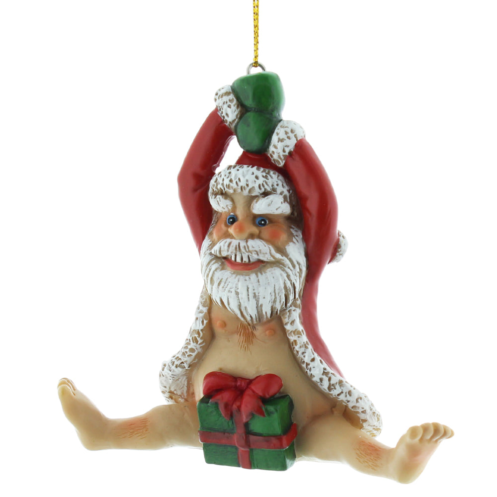 Single 10cm Cheeky Santa With Legs Spread Hanging Christmas Ornament