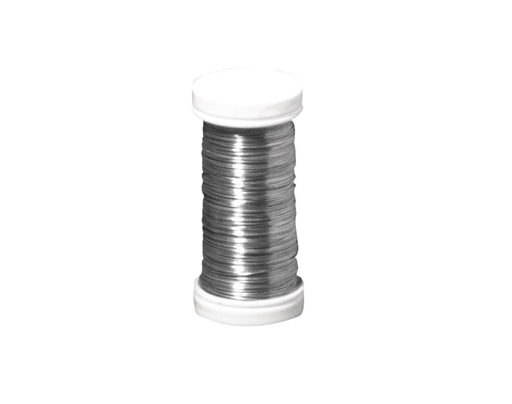 100m Reel Platinum Silver Thin Floristry Wire for Crafts - 0.35mm Thick