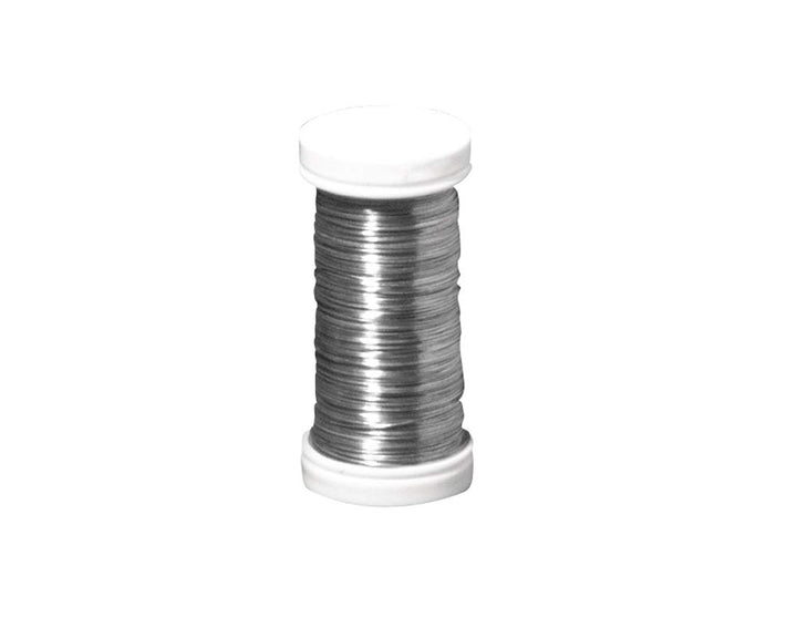 100m Reel Platinum Silver Thin Floristry Wire for Crafts - 0.35mm Thick