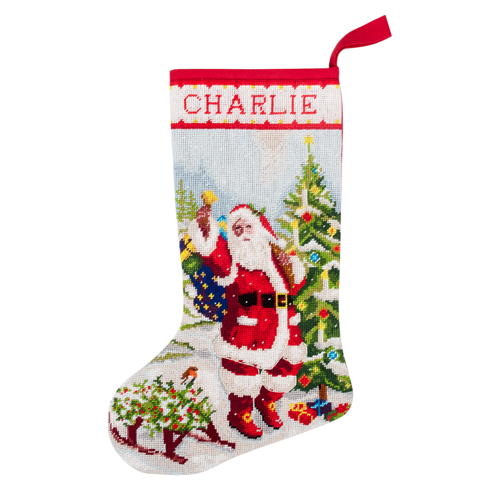 Father Christmas Stocking | Add a Name | Half Stitch Tapestry Craft Kit
