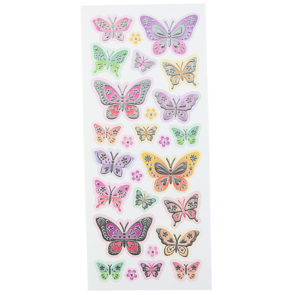 Foil Debossed Pastel Butterfly Sticker Sheet | Crafts & Stationery (Style 1)