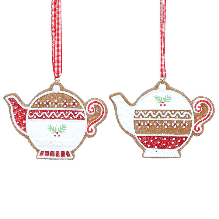 Iced Gingerbread Teapot Ornament | Christmas Tree Decoration | Cracker Filler Gift