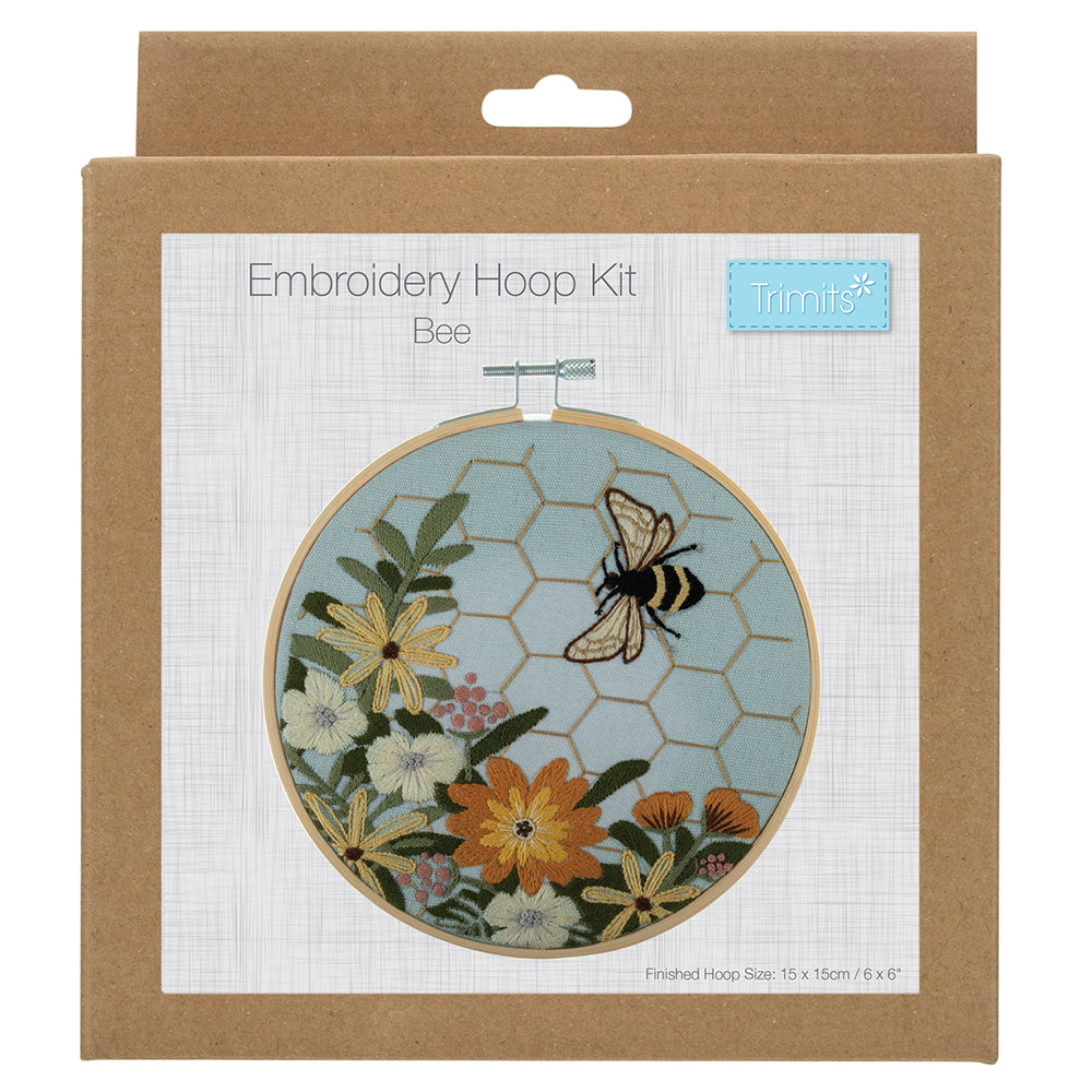 Floral Bumble Bee | Embroidery Hoop Stitch | Complete Kit | 15cm