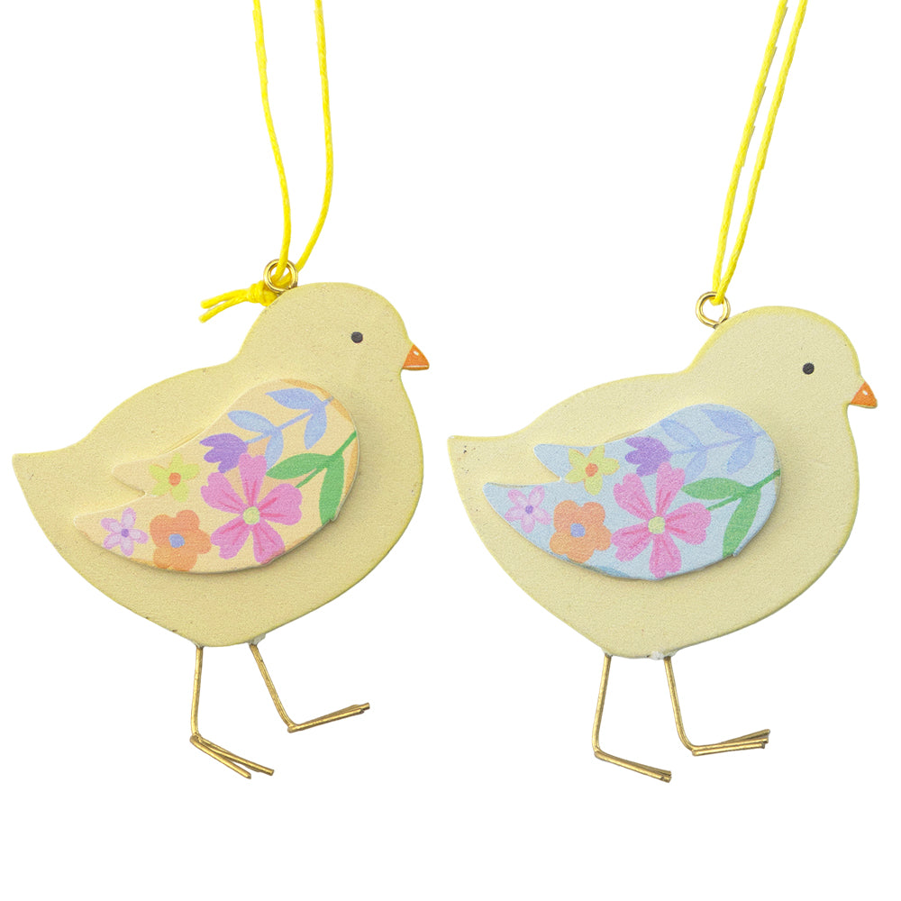 Chick with Pastel Floral Wings | Hanging Easter Tree Decoration