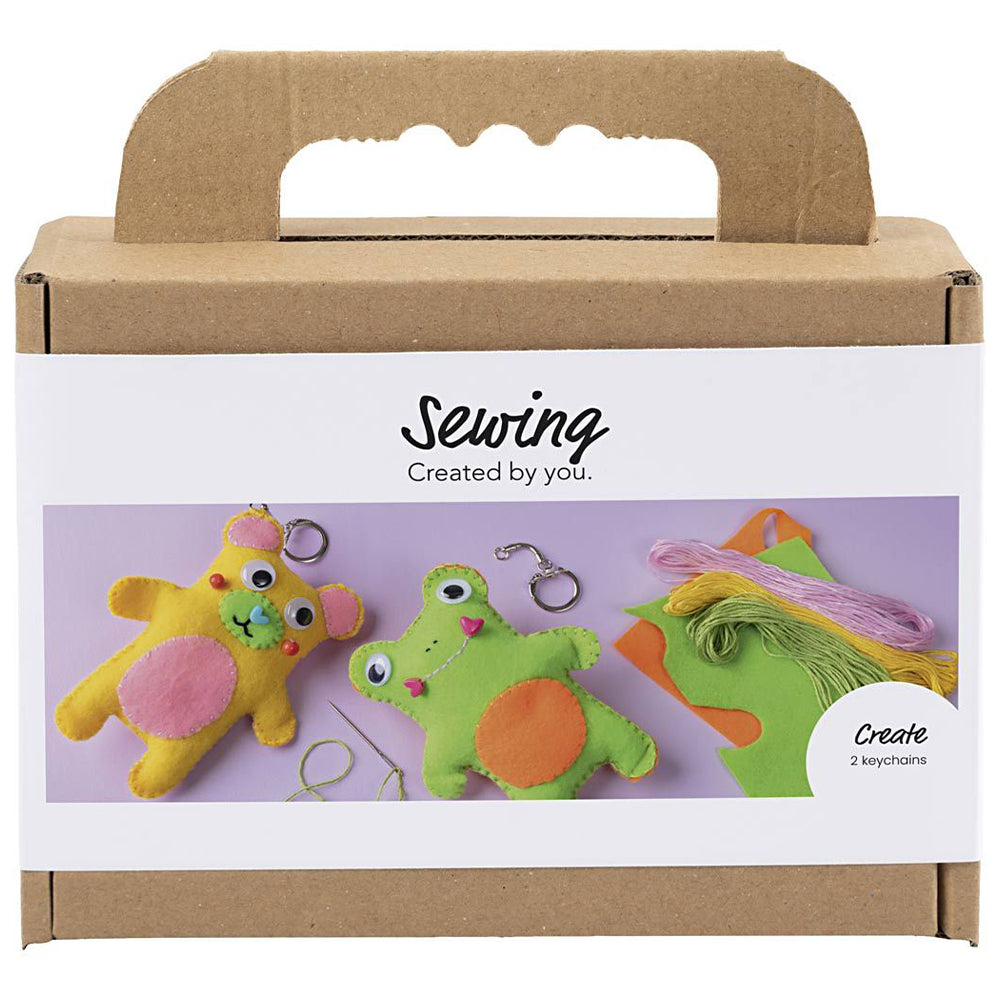 Frog & Teddy | Felt Keyring Sewing Kit | Complete Kids Craft Kit