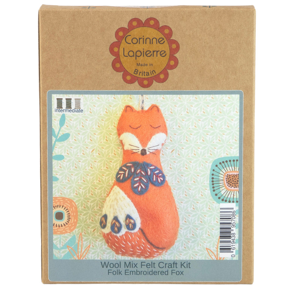 Folk Fox Hanging Ornament | Mini Felt Sewing & Embroidery Kit | Corinne Lapierre