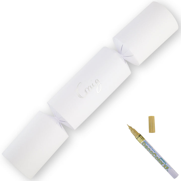 Pure White | Craft Kit to Personalise Your Own Crackers | Makes 12