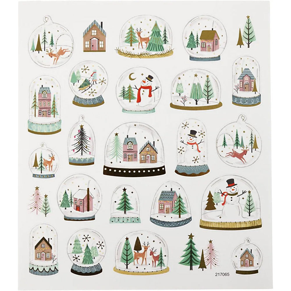 Christmas Snowglobes | Sheet of Foiled Papercraft Stickers