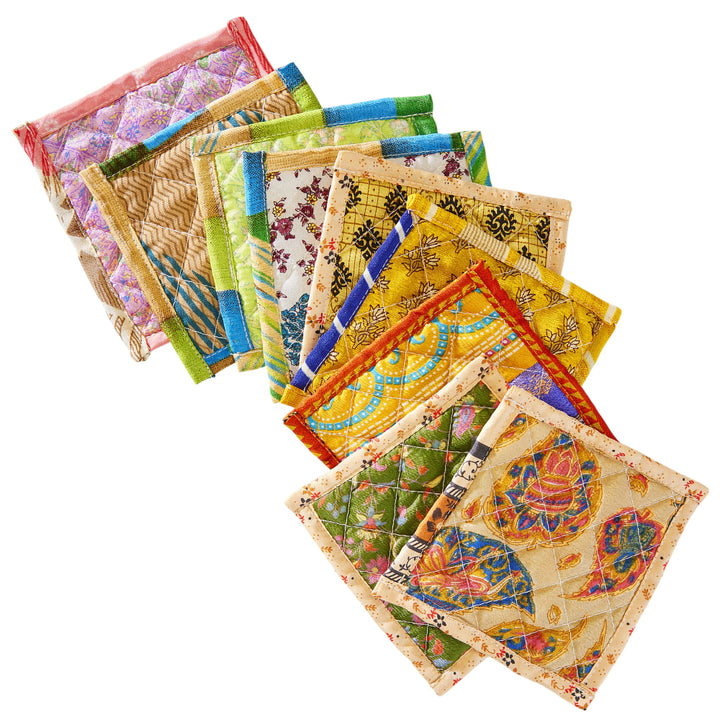 Recycled Sari Quilted Coasters | 11x11cm | Fair Trade | Cracker Filler