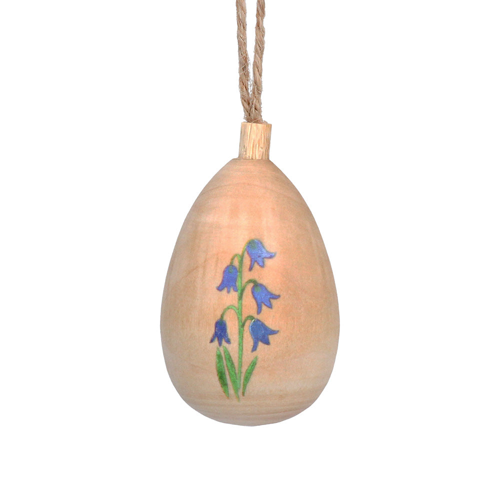 Pretty Bluebells | Wooden Hanging Egg Ornament | 5.5cm Tall | Gisela Graham