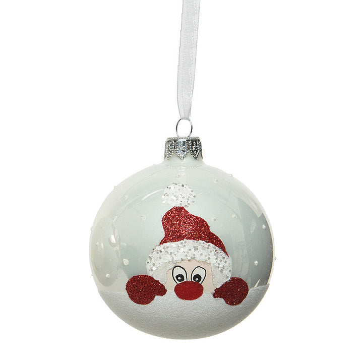 Cute Glittered Christmas Bauble | Santa | 8cm | Best Quality Glass