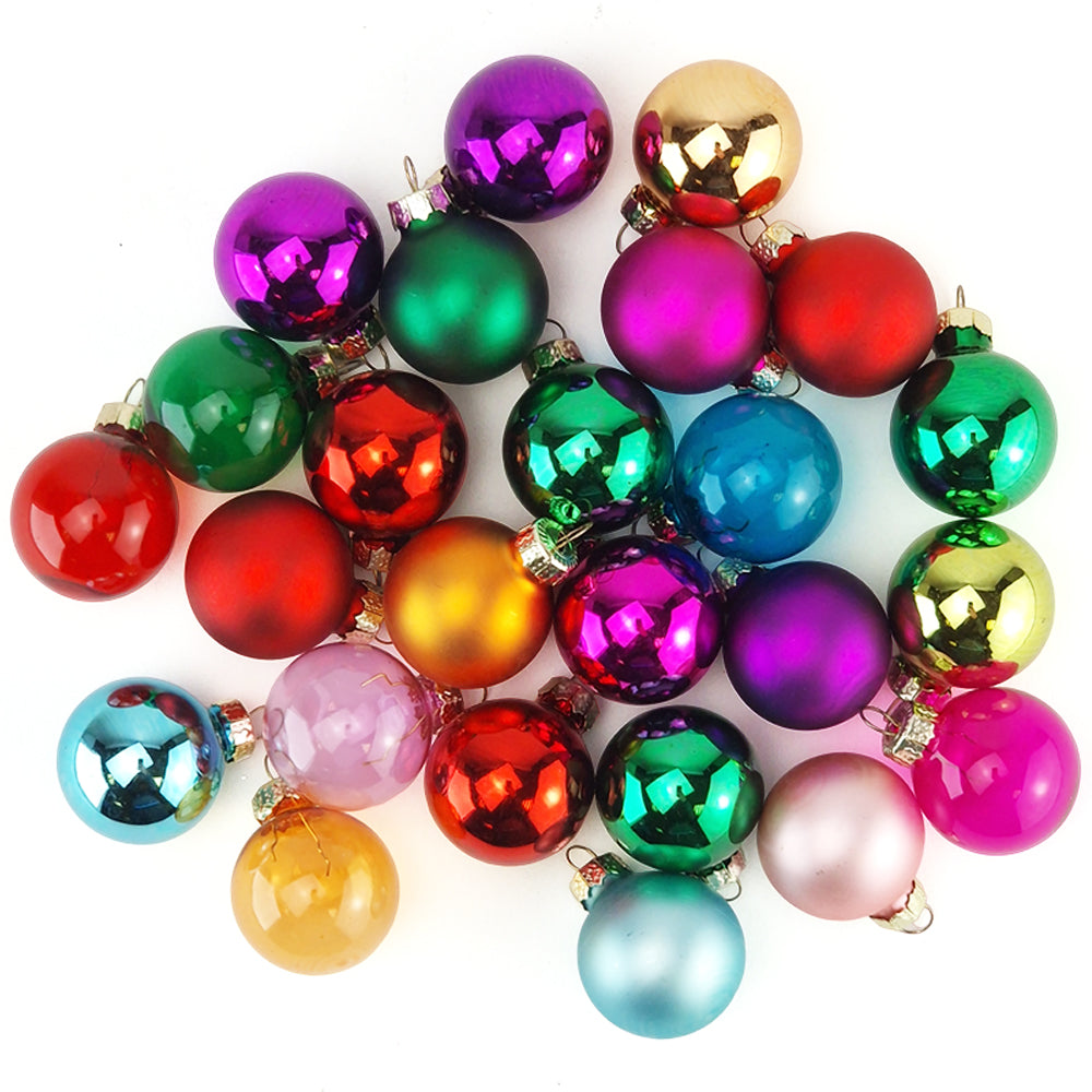 25 Beautiful Jewel Tone Glass 2.5cm Christmas Bauble Ornaments