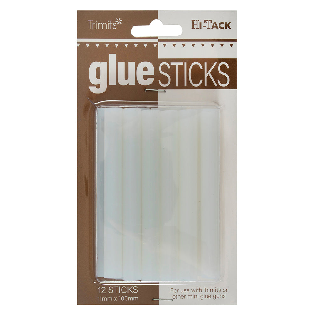 Replacement Hot Glue Sticks | Hi-Tack | Opaque | 11mm x 10cm | 12Pk