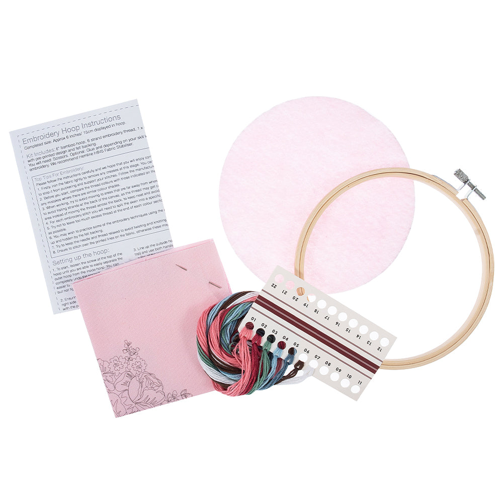 Rose Blossom | Complete Embroidery Craft Kit with Hoop | 15cm Wide