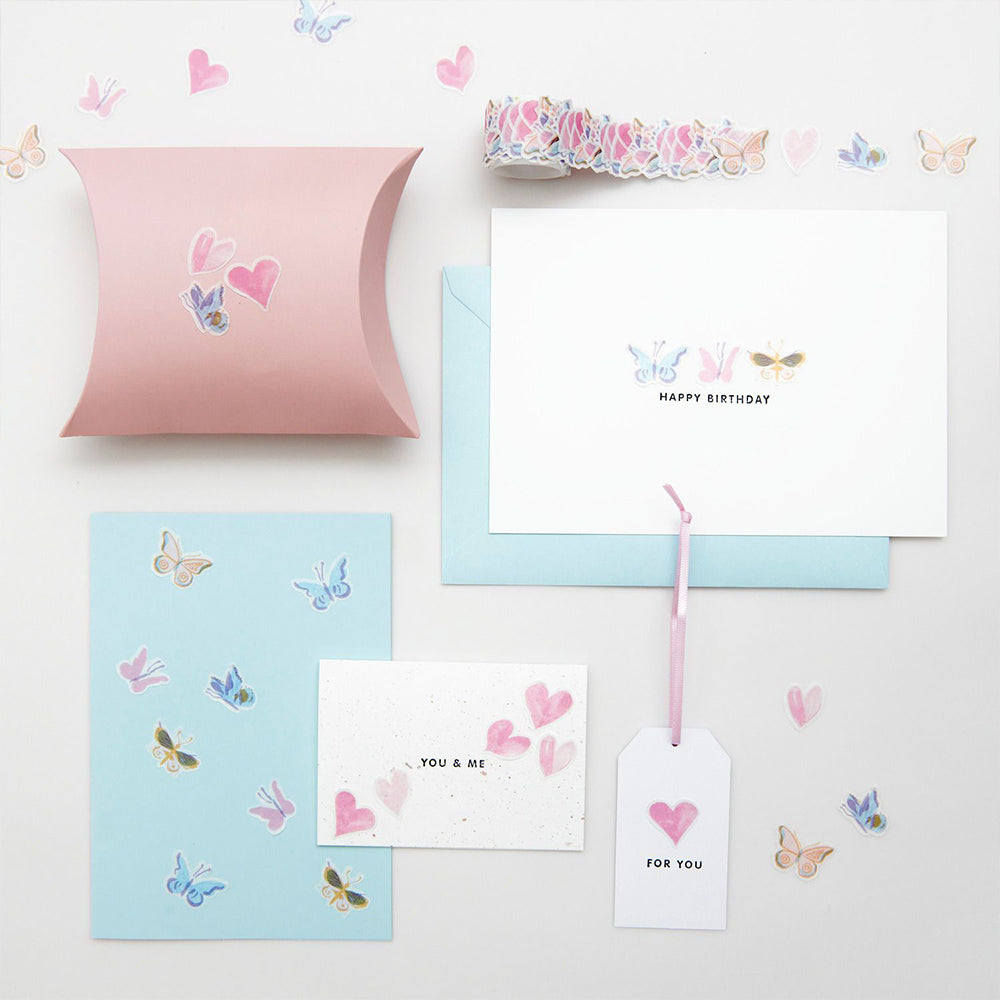Butterflies & Hearts | Washi Style Stickers | Reel of 200