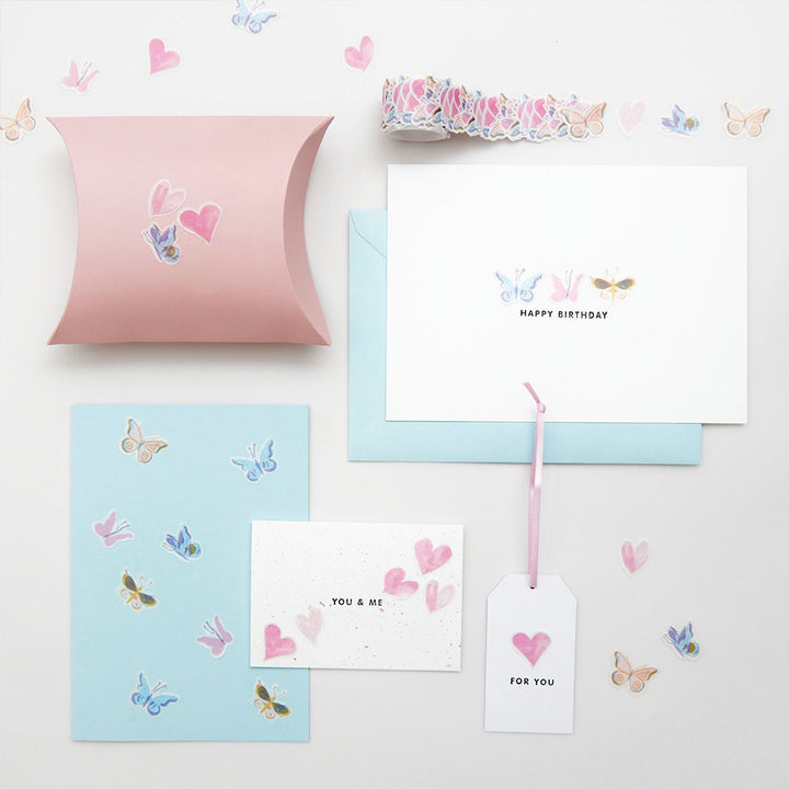 Butterflies & Hearts | Washi Style Stickers | Reel of 200