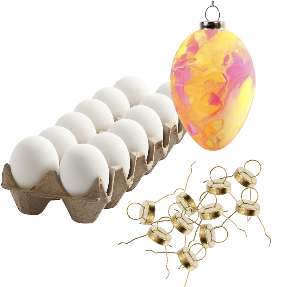 Decorate your Own Hanging Easter Tree Egg Baubles with Gold Hangers