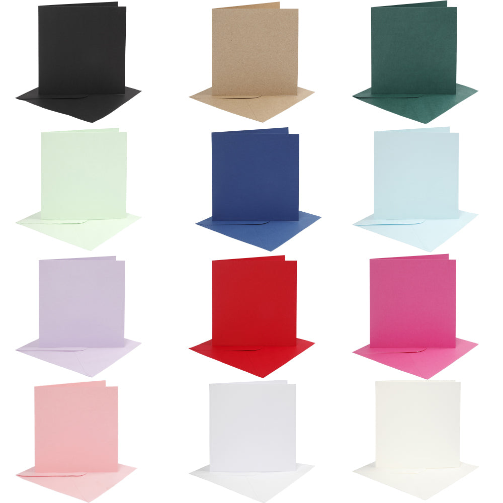 4 Coloured 6x6 Cards & Envelopes for Card Making Crafts | Card Making Blanks