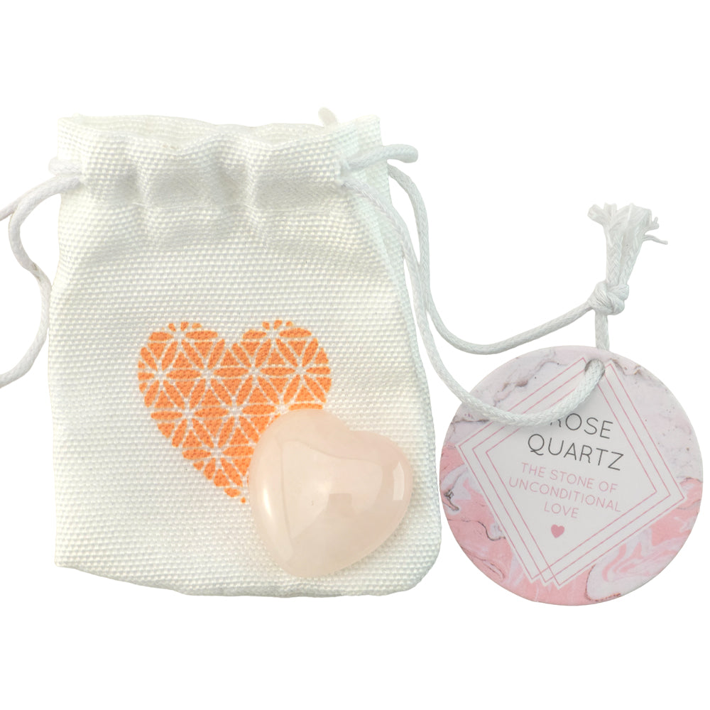 Rose Quartz Crystal Heart Stone in Bag | Love | Mini Gift | Cracker Filler