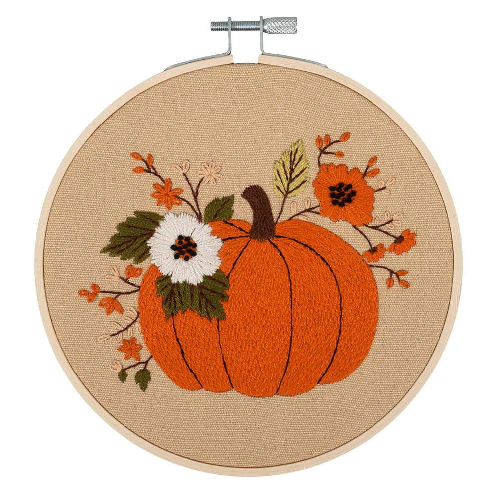 Halloween Pumpkin | Complete Embroidery Kit with Hoop | 15cm Wide