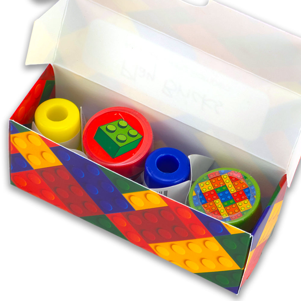 Play Bricks | 4 Self Inking Stampers for Kids | Cracker Filler | Party Bag Gift