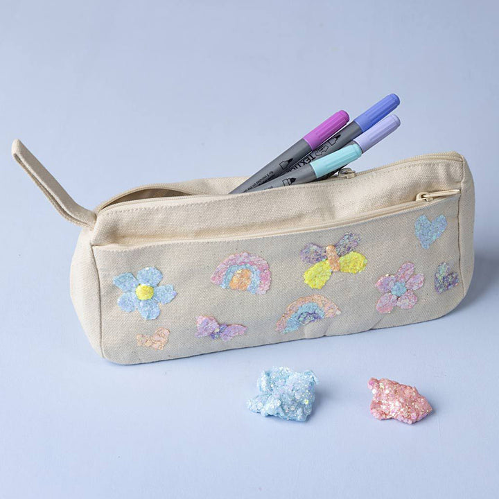 100% Cotton Triangular Pencil Case | Single | Textile &amp; Fabric Painting | 22x8cm