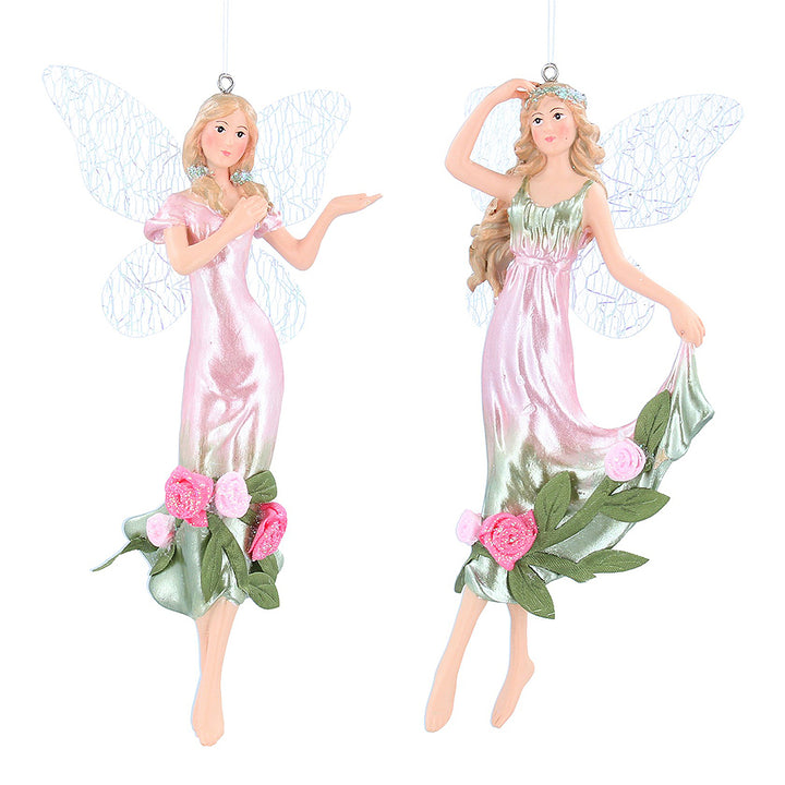 Beautiful Pink Rose Fairy | Hanging Christmas Ornament | Tree Decoration