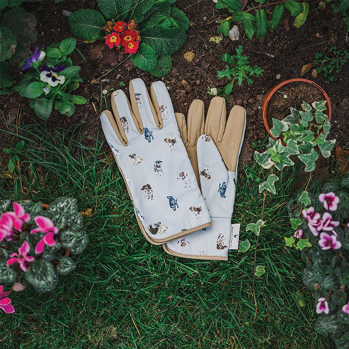 Wrendale Dog Illustrated Fabric Gardening Gloves | One Size