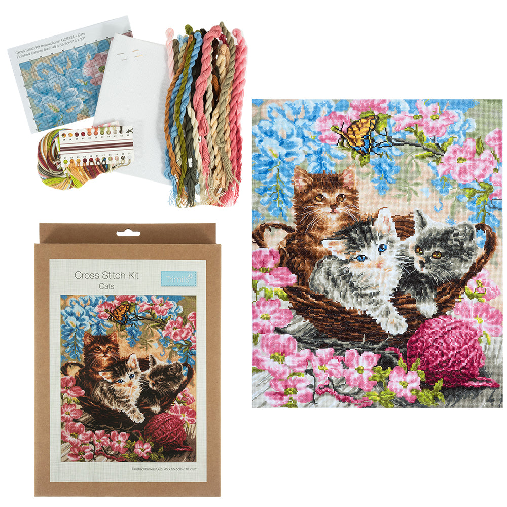 Cuddling Cats | Cross Stitch Kit | 44x55cm