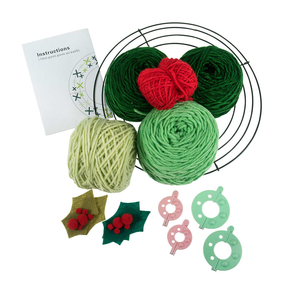 Pom Pom Christmas Wreath Making Craft Kit | Boxed Gift - DAMAGED BOX