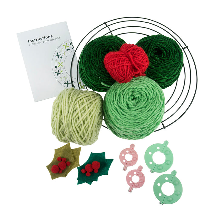 Pom Pom Christmas Wreath Making Craft Kit | Boxed Gift - DAMAGED BOX