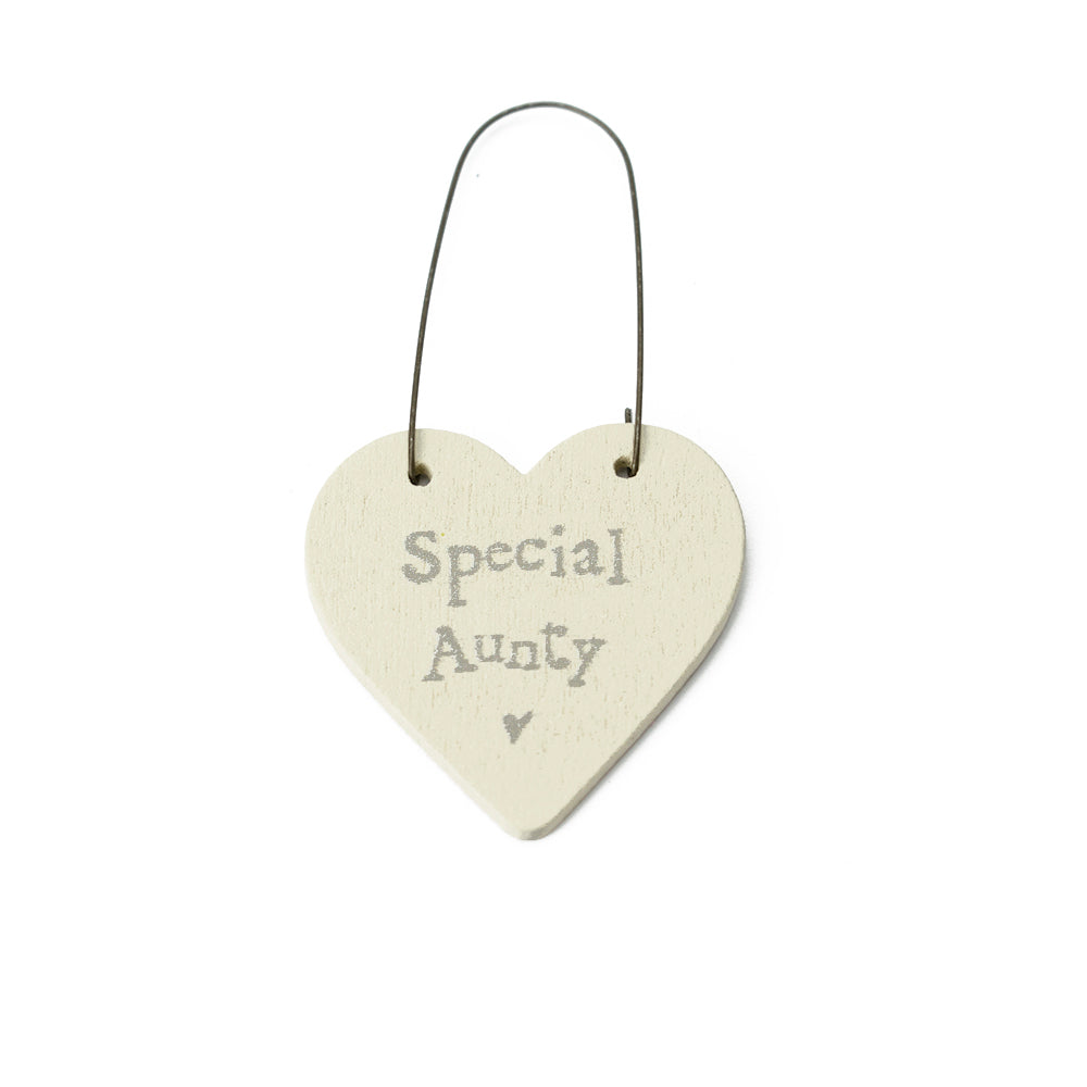 Special Aunty - Mini Wooden Hanging Heart - Cracker Filler Gift