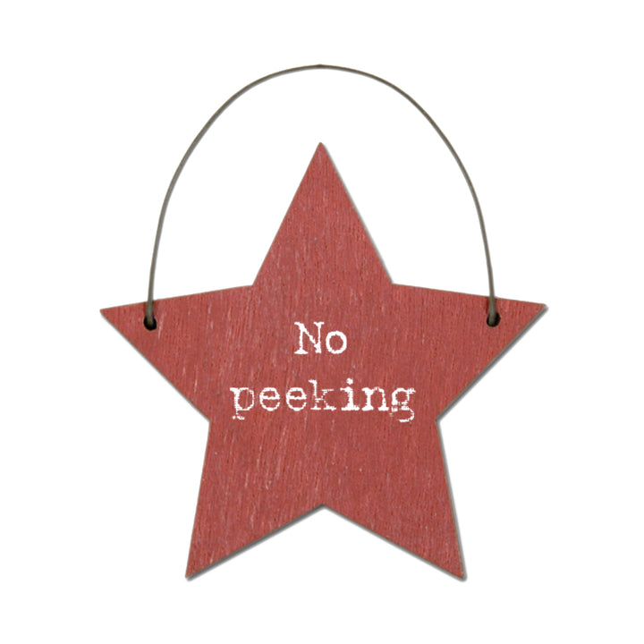No Peeking - Mini Wooden Hanging Star - Cracker Filler Gift