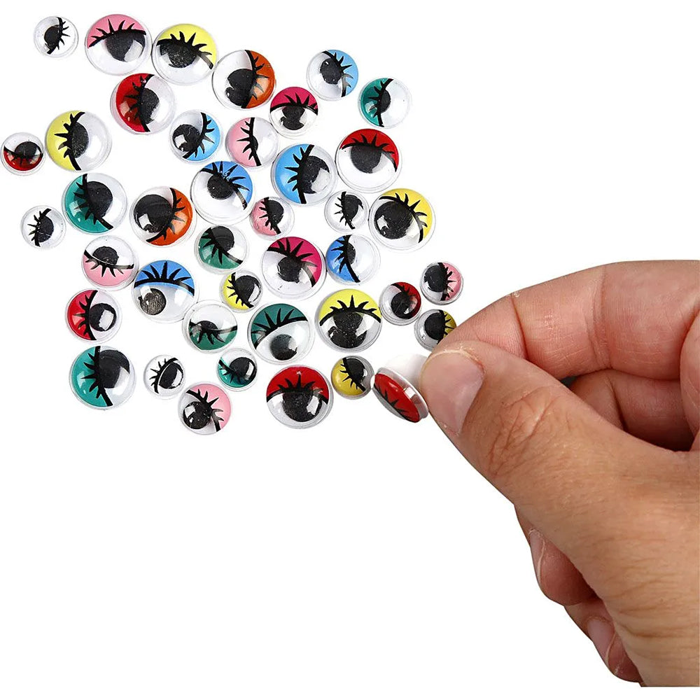 30 Assorted Coloured Googly Eyes | Self Adhesive | 8/10/12mm