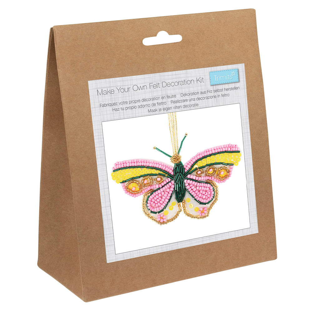 Beaded Butterfly Decoration | Mini Felt Sewing Kit | Complete Craft Kit